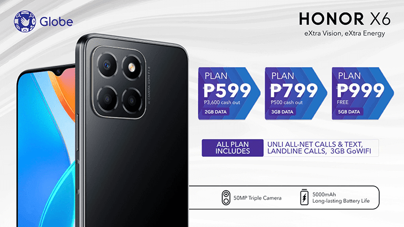 HONOR X6 now available via Globe Postpaid Plans, starts at PLAN 599!