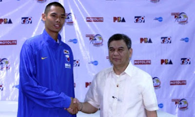 Japeth Aguilar and Commissioner Sonny Barrios
