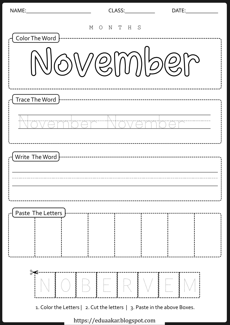 Month Worksheet - November
