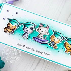 Sunny Studio Stamps: Grad Cat Woo Hoo Purrfect Birthday Graduation Card by Rachel Alvarado