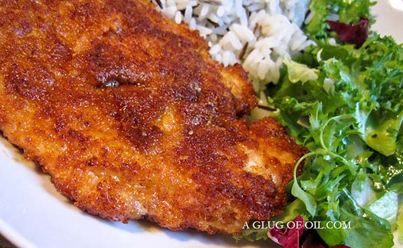 Parmesan chicken with a green salad.