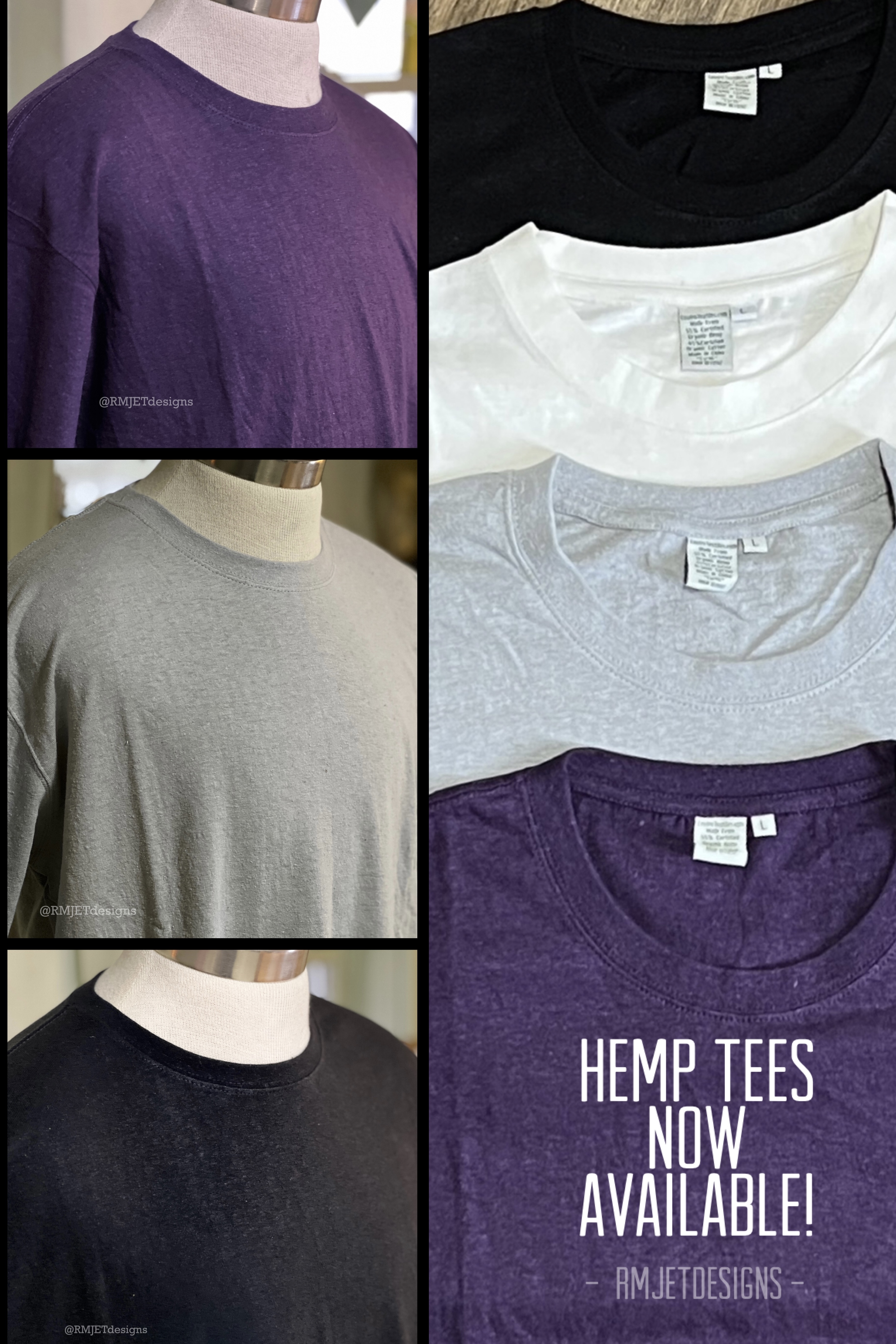 Our Hemp and Organic Cotton T Shirts Available In Two Sizes By RMJETdesigns