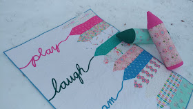 Crayon quilt tutorial with bias tape words