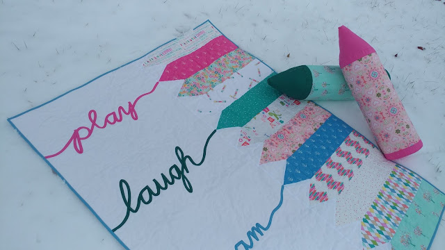 Crayon quilt tutorial with bias tape words