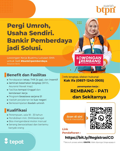 Lowongan Kerja Pegawai Community Officer Bank BTPN Syariah Rembang