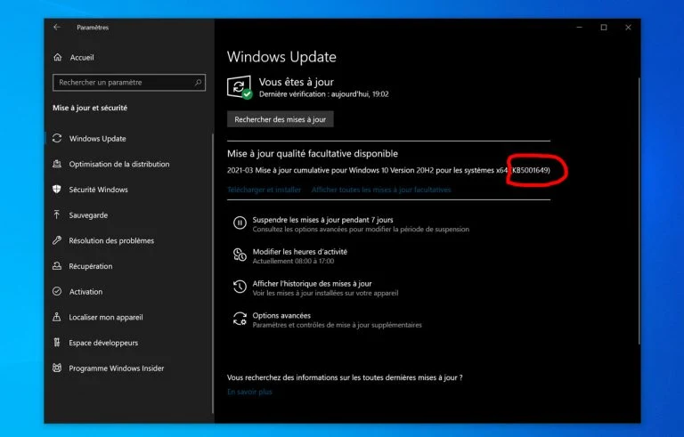 Windows Update mise a jour