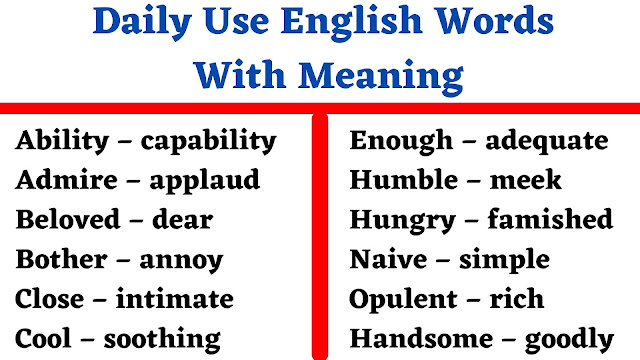 Daily Use English Words With Meaning - English Seeker