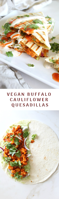 Vegan Buffalo Cauliflower Quesadillas