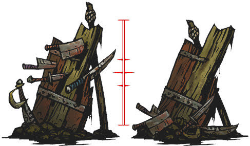 Porta-espadas, un objeto interactivo de Darkest Dungeon