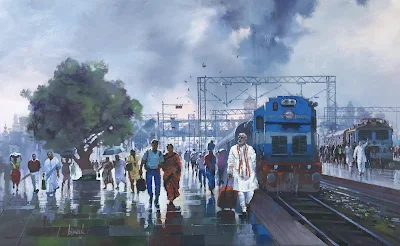 WET PLATFORM POLITICO painting Bijay Biswaal