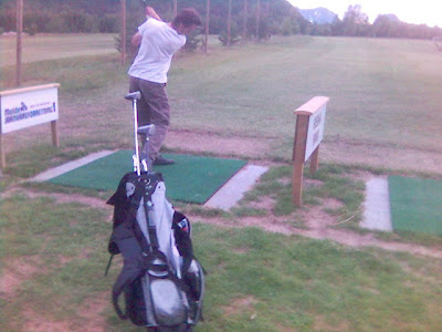 Golfing at Setnesmoa: Finishing my driving test.