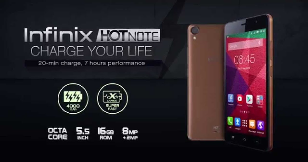 Infinix Hot Note X551, Smartphone RAM 2 GB Baterai 4000 