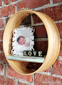 boho industrial display shelves made from thrift store embroidery hoops