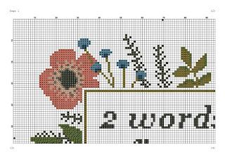 2 words 1 finger cross stitch pattern  - Tango Stitch