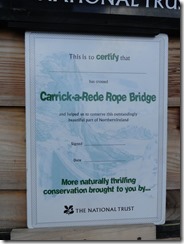 Certificate Carrick-a-Rede Rope Bridge