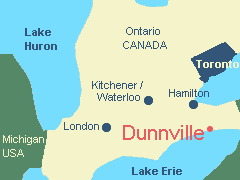 Location of Dunnville, Ontario