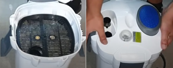 Close the lid of the canister filter