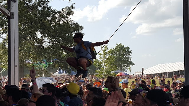 Not a very comfortable seating choice at Bonnaroo