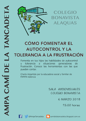 cartel autocontrol y tolerancia a la frustacion ampa colegio bonavista alaquas