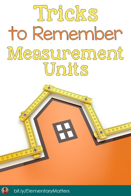 Tricks to Remember Measurement Units: here are some ways to help the kiddos remember some measurement units, without carrying around a ruler!