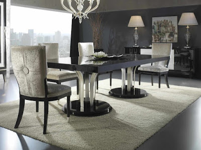 Luxury gray dining room with elegant furniture