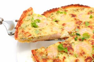 quiche de merluza y gambas