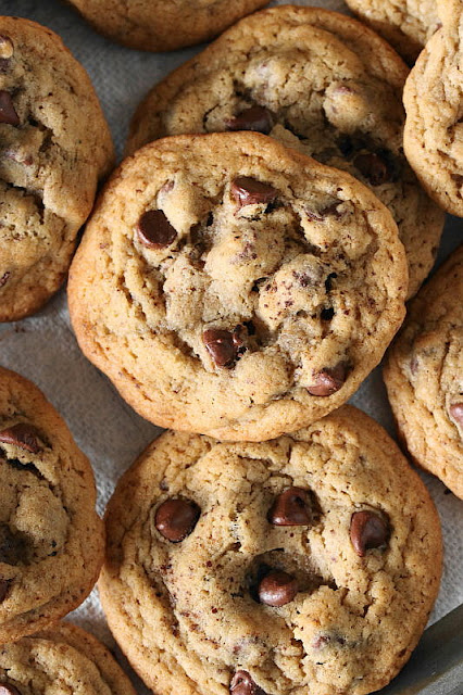 Close-Up Top View of Coffee Chocolate Chip Cookies Image