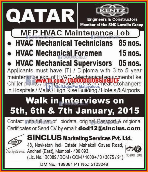Engineers & Construction Jobs for Qatar