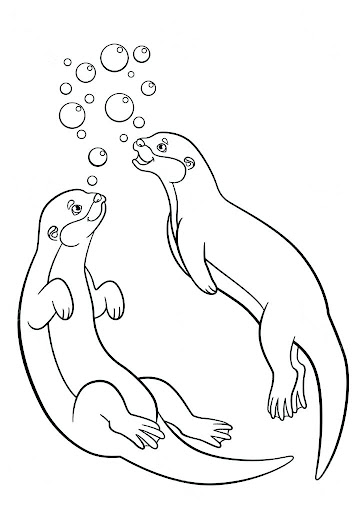Free Printable Baby Cute Otter Colouring Pages Pdf