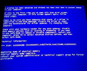 Синий экран смерти BSoD в Windows XP