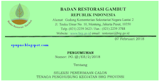 Loker Tenaga Penghubung Badan Restorasi Gambut RI