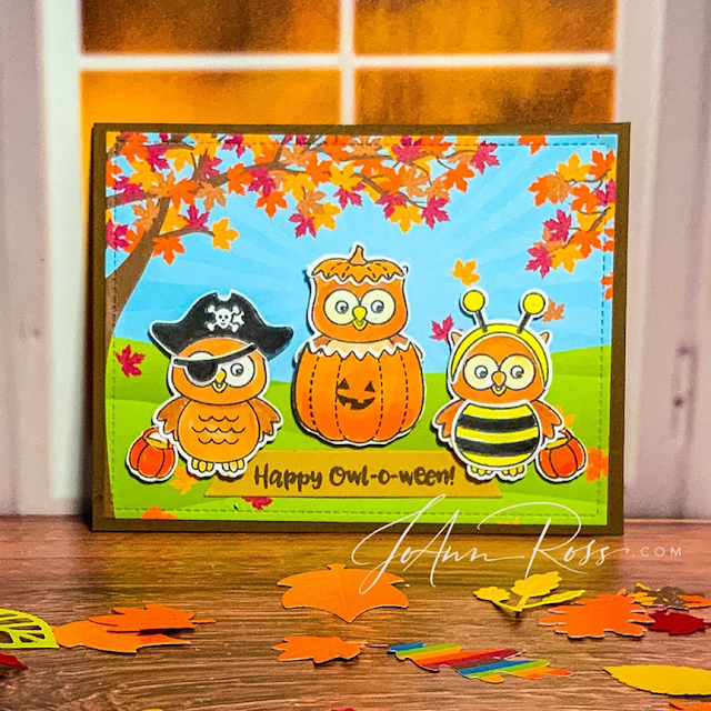 Sunny Studio Stamps: Happy Owl-o-ween Holiday Themed Customer Card by JoAnn Ross