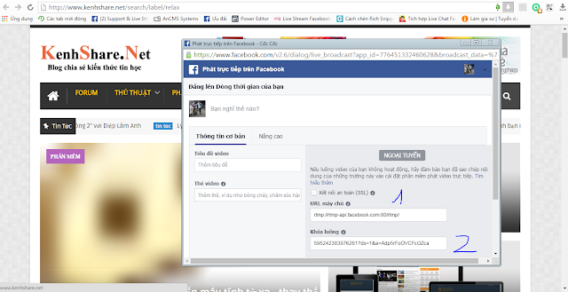 Live Stream của facebook trên laptop, máy tính