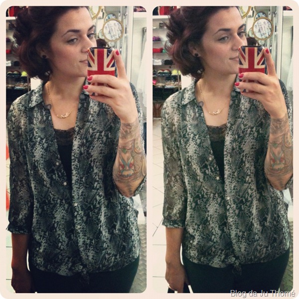 look calça verde e camisa com estampa de cobra look calça verde e camisa com estampa de cobra