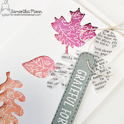 Grateful for You Card by Samantha Mann for Newton's Nook Designs, Leaves, Autumn Card, Card Making, Distress Inks, Die Cutting, #newtonsnook #newtonsnookdesigns #distressinks #inkblending #autumncard #cardmaking
