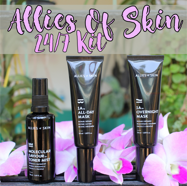 Review of the Allies of Skin 24/7 Skincare Kit, and before-and-after photos of the products' effect on the skin.  