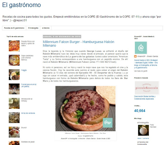 Recetas Top10 en el gastrómomo - ÁlvaroGP - el troblogdita - el fancine - Whisky - MIllennium Falcon Burger / Hamburguesa Halcón Milenario - Brunch - Tiramisú - Pizza - Cocochas - Makis - Sopa de SEO / SEO Soup