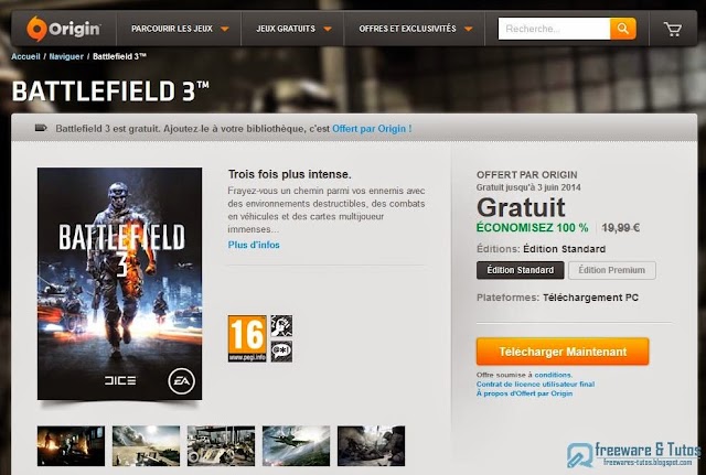 Offre promotionnelle : le jeu BattleField 3 gratuit !