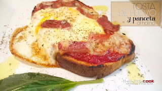  TOSTA DE HUEVO Y PANCETA AL HORNO