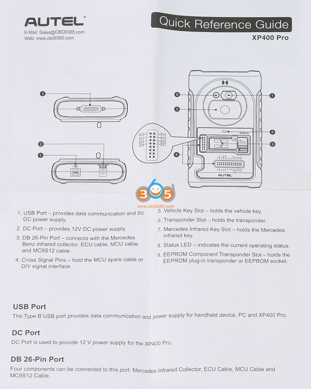 Autel XP400 PRO Quick Reference Guide