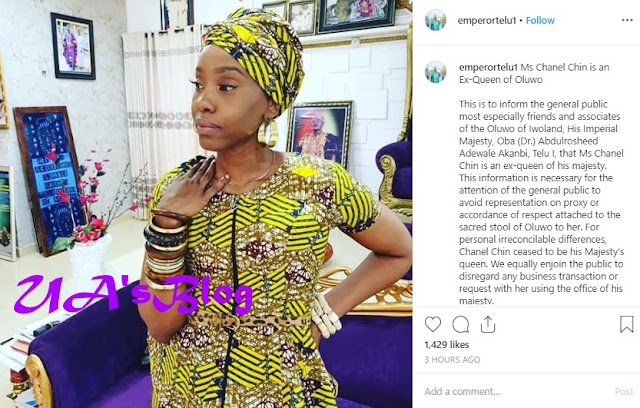 Oluwo of Iwo announces separation from his wife, Chanel Chin