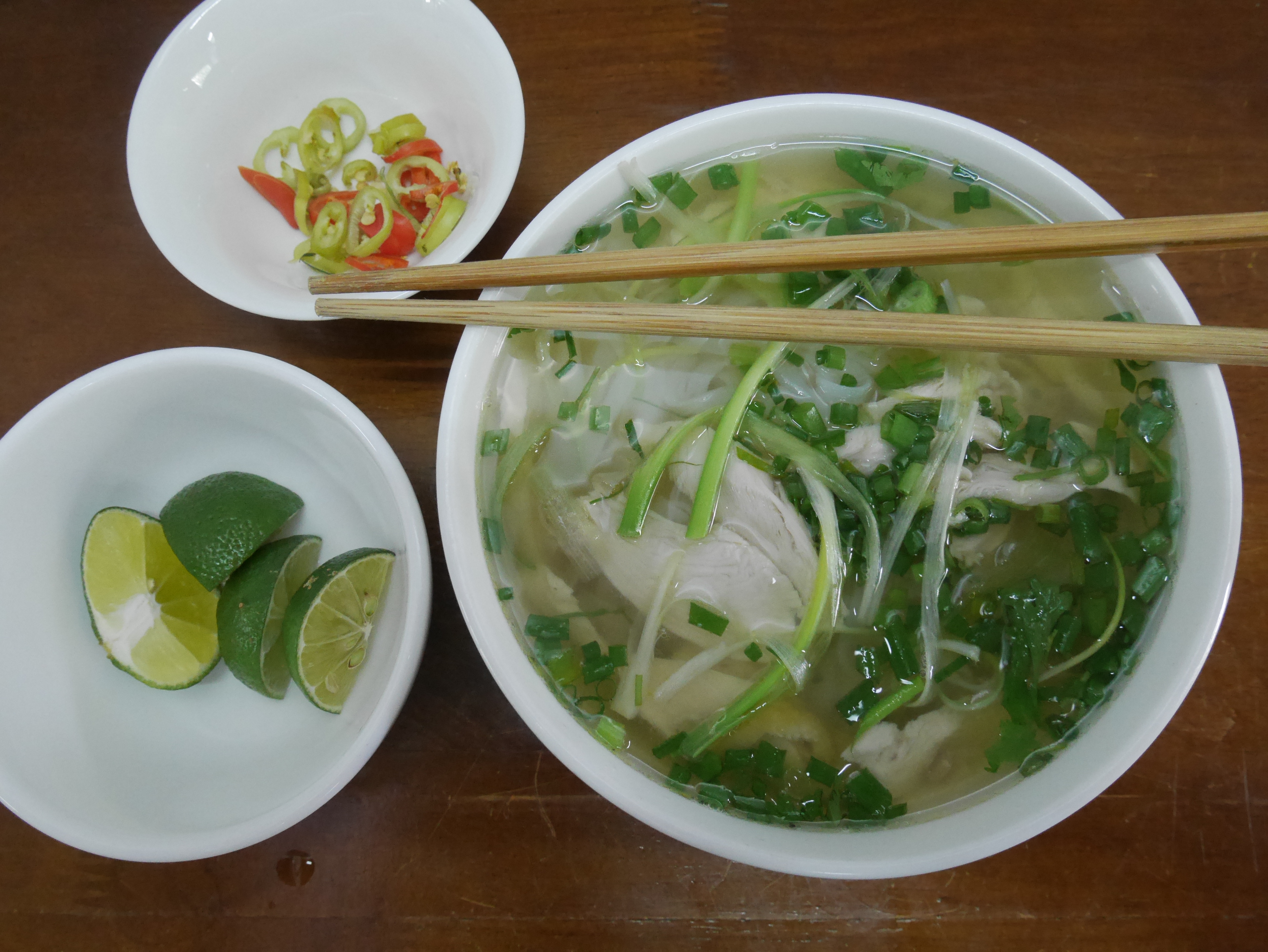 Delicious chicken pho or chicken noodle, Hanoi Old Quarter