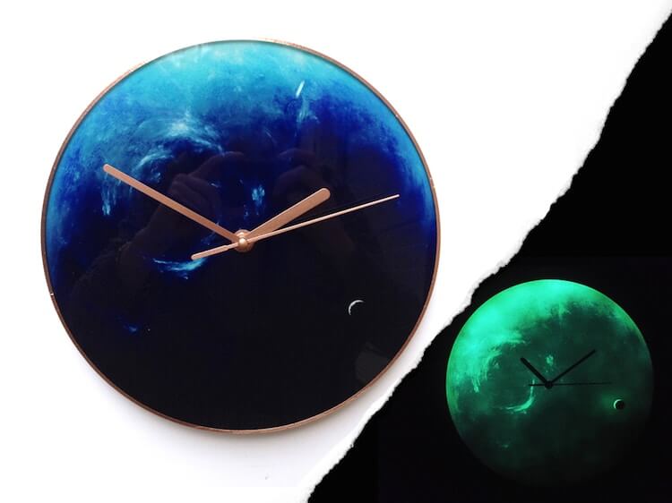 Artist Creates Wall Clocks That Glow In The Dark And Depict The Incredible Beauty Of The Solar System