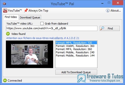 YouTube Pal : un logiciel portable pour télécharger les vidéos de Youtube