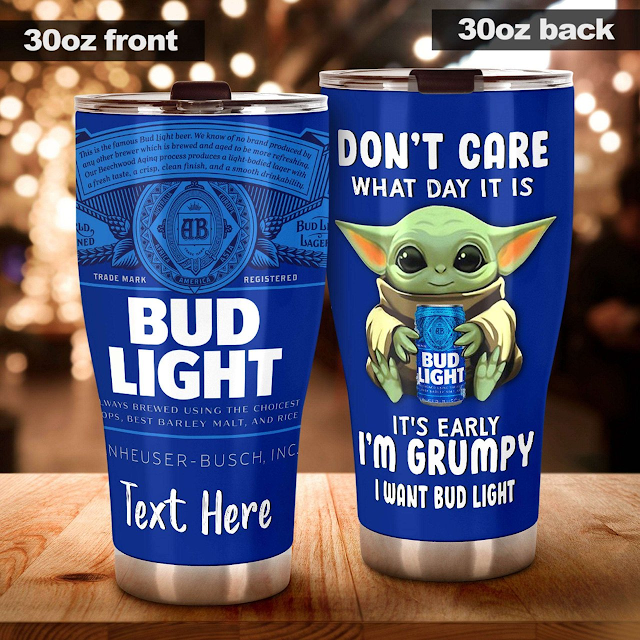 Baby Yoda Grumpy I Want Bud Light Personalized Name Stainless Steel Tumbler