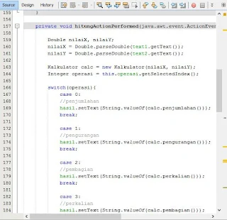 Contoh Program GUI Kalkulator pada Java