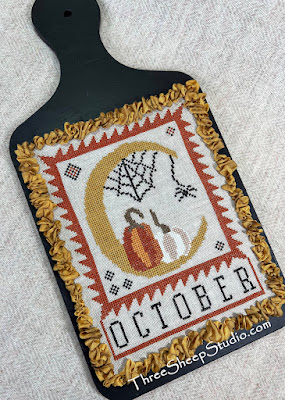 'October Moon' Cross Stitch Design by Rose Clay at ThreeSheepStudio.com