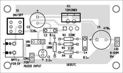 3W/6W audio amplifier using TDA2003