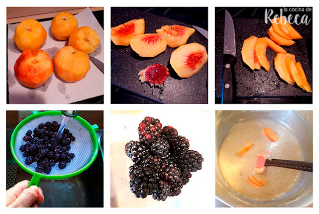 Receta de pastel invisible de melocotón y moras: preparación de la fruta