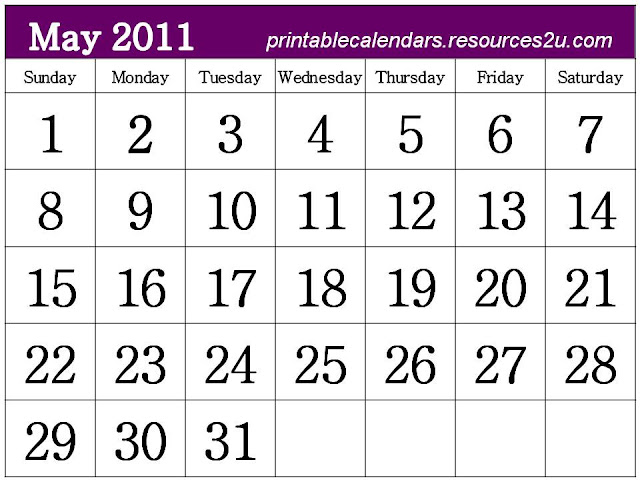 may calendar for 2011. may calendar for 2011.